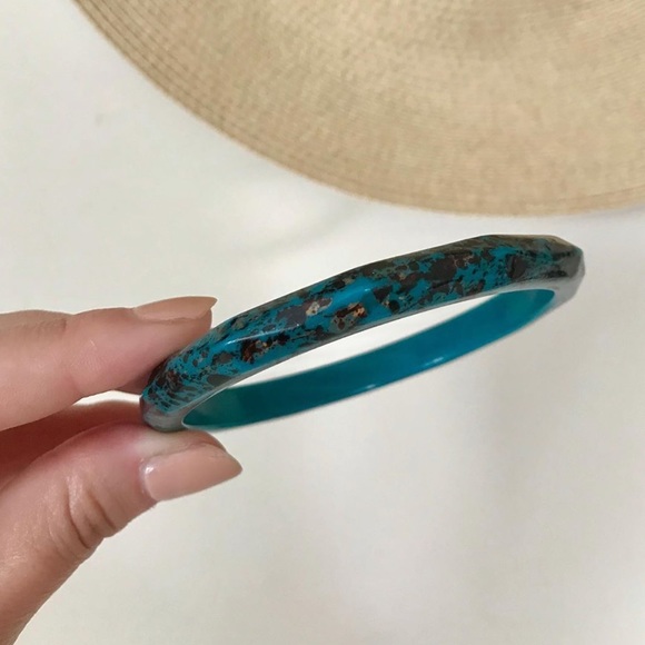 Pair Of Vintage Faceted Splatter Bangle Bracelets - Picture 5 of 8